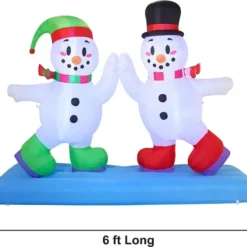 8ft Inflatable LED High Five Snowman Ice Skating 10 8ft Inflatable LED High Five Snowman Ice Skating -Christmas Decorations Store 8ft Inflatable LED High Five Snowman Ice Skating 4 600x543 1