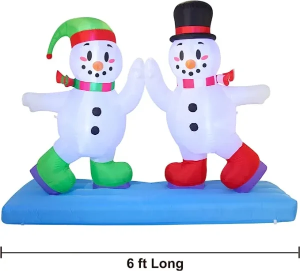 8ft Inflatable LED High Five Snowman Ice Skating 5 8ft Inflatable LED High Five Snowman Ice Skating - Image 3