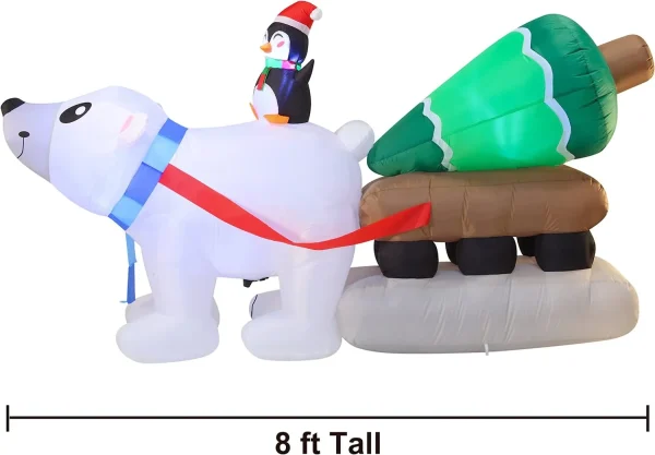 8ft Long LED Polar Bear Inflatable Decoration 5 8ft Long LED Polar Bear Inflatable Decoration - Image 3