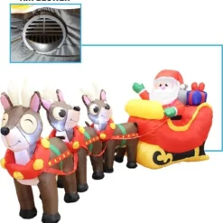 9.5ft LED Christmas Inflatable Santa With Reindeer -Christmas Decorations Store 9.5ft LED Christmas Inflatable Santa with Reindeer 4 600x627 1