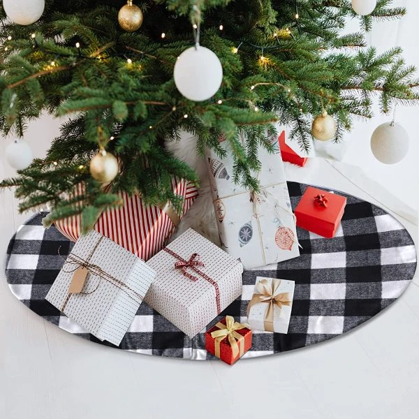 Christmas Tree Skirt Thick Plaid White Baffalo 36in 3 Christmas Tree Skirt Thick Plaid White Baffalo 36in