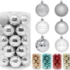 34pcs Silver Christmas Ball Ornaments