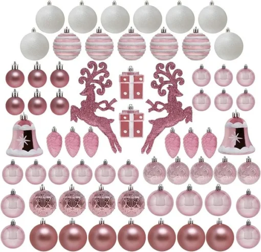 66pcs Pink & White Assorted Christmas Ornaments 3 66pcs Pink & White Assorted Christmas Ornaments -Christmas Decorations Store 91B9lpp5XxL. AC SL1500 1 600x580 1