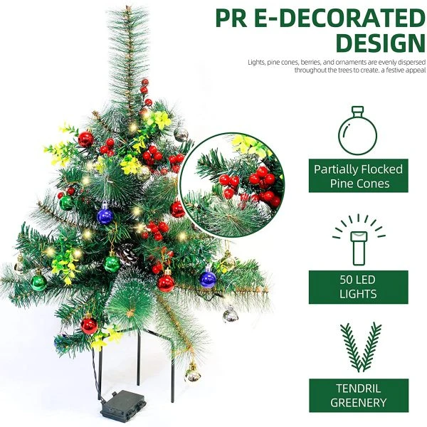 2pcs Christmas Tree Pathway Lights Set 24.5in 7 2pcs Christmas Tree Pathway Lights Set 24.5in - Image 5