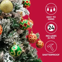 24pcs Red Green And Gold Christmas Ball Ornaments -Christmas Decorations Store 91T74fh4yjL. AC SL1500 结果 副本 600x600 1