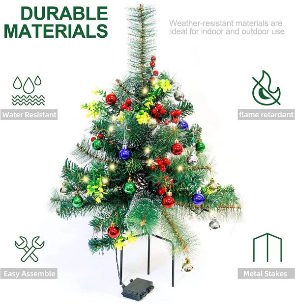 2pcs Christmas Tree Pathway Lights Set 24.5in 6 2pcs Christmas Tree Pathway Lights Set 24.5in - Image 4