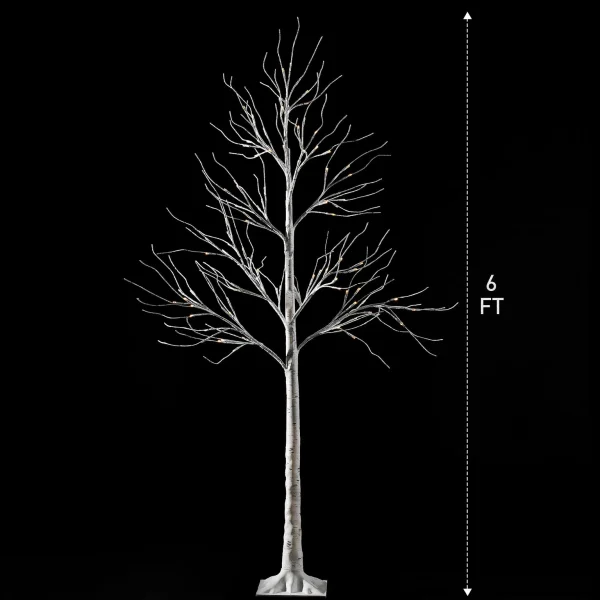96 LED White Birch Tree Decoration With Lights 6ft 6 96 LED White Birch Tree Decoration With Lights 6ft - Image 4