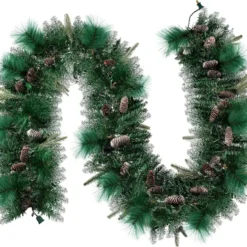 50 Warm White Pre Lit Cone Flocked Christmas Garland 9ft 10 50 Warm White Pre Lit Cone Flocked Christmas Garland 9ft -Christmas Decorations Store 9ft Christmas Flocked Garland Cone 3 result 600x523 1