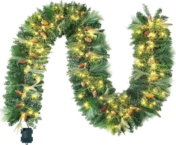 100 LED Pre Lit Christmas Garland 9ft 4 100 LED Pre Lit Christmas Garland 9ft - Image 2