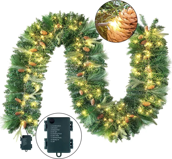 100 LED Pre Lit Christmas Garland 9ft 5 100 LED Pre Lit Christmas Garland 9ft - Image 3