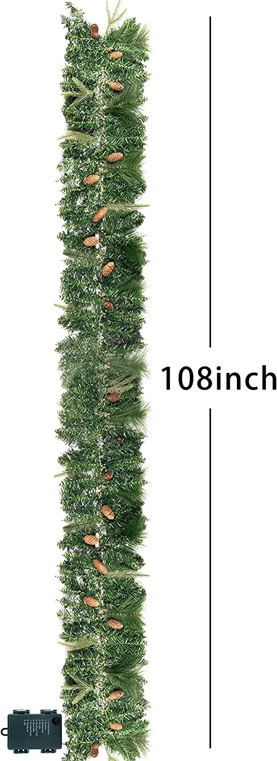 100 LED Pre Lit Christmas Garland 9ft 6 100 LED Pre Lit Christmas Garland 9ft - Image 4