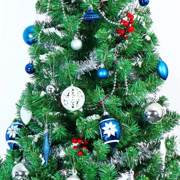 70Pcs Blue, Silver&White Christmas Ornaments With Heart 8 70Pcs Blue, Silver&White Christmas Ornaments With Heart - Image 6
