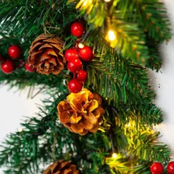 100 LED Prelit Artificial Christmas Garland 9ft -Christmas Decorations Store Artificial Garland with100 LED Lights amp Decorations 9ft 4 result 600x600 1