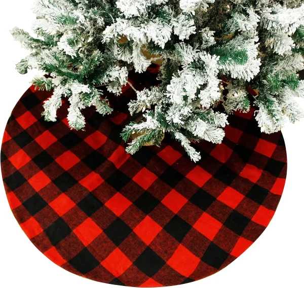Red And Black Buffalo Plaid Christmas Tree Skirt 48in 4 Red And Black Buffalo Plaid Christmas Tree Skirt 48in - Image 2