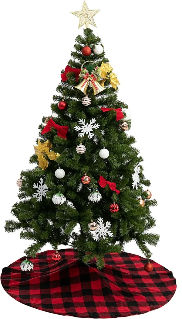 Red And Black Buffalo Plaid Christmas Tree Skirt 48in 5 Red And Black Buffalo Plaid Christmas Tree Skirt 48in - Image 3