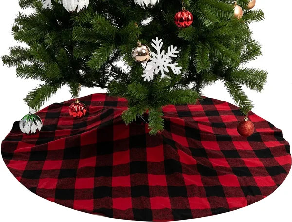 Red And Black Buffalo Plaid Christmas Tree Skirt 48in 6 Red And Black Buffalo Plaid Christmas Tree Skirt 48in - Image 4
