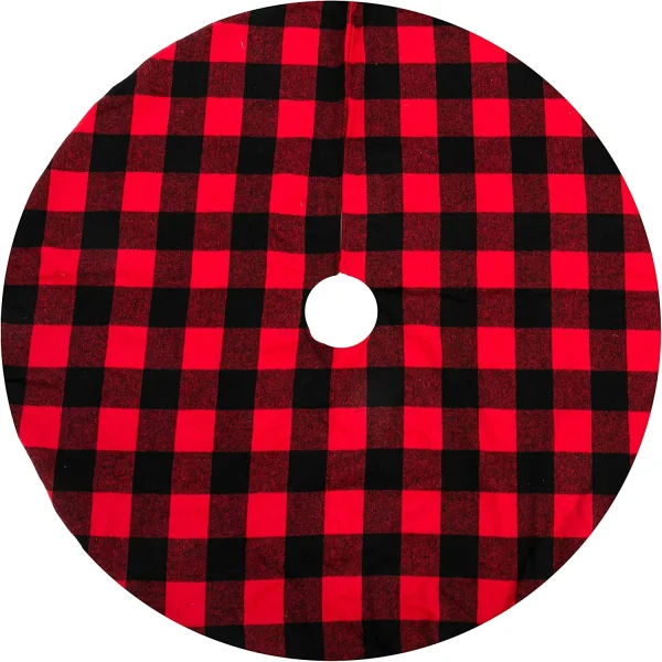 Red And Black Buffalo Plaid Christmas Tree Skirt 48in 8 Red And Black Buffalo Plaid Christmas Tree Skirt 48in - Image 6