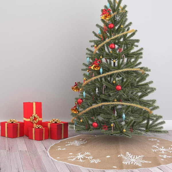 White Snowflake Christmas Tree Skirt 48in 4 White Snowflake Christmas Tree Skirt 48in - Image 2