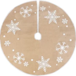 White Snowflake Christmas Tree Skirt 48in 11 White Snowflake Christmas Tree Skirt 48in -Christmas Decorations Store Burlap Christmas Tree Skirt Snowflake 48in 4 result 600x592 1