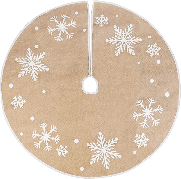 White Snowflake Christmas Tree Skirt 48in 6 White Snowflake Christmas Tree Skirt 48in - Image 4