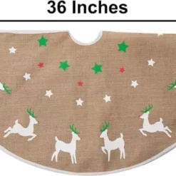 Reindeer Christmas Tree Skirt 36in -Christmas Decorations Store Burlap Reindeer Tree Skirt 36in 2 600x362 1