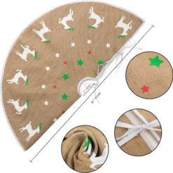 Reindeer Christmas Tree Skirt 36in -Christmas Decorations Store Burlap Reindeer Tree Skirt 36in 5 600x599 1