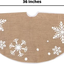 Snowflakes Christmas Tree Skirt Decoration 36in -Christmas Decorations Store Burlap Snowflake Christmas Tree Skirt 36in 6 result 600x373 1