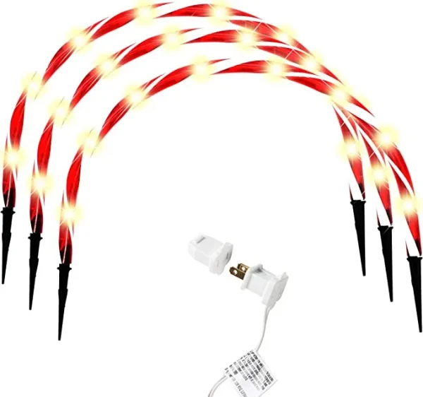 3pcs Candy Cane Arch Pathway Markers Lights 19.9in 4 3pcs Candy Cane Arch Pathway Markers Lights 19.9in - Image 2