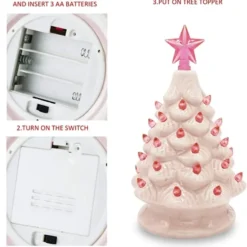 Pink Prelit Tabletop Ceramic Christmas Tree 7in -Christmas Decorations Store Ceramic Christmas Tree Pink 7in 7 600x629 1