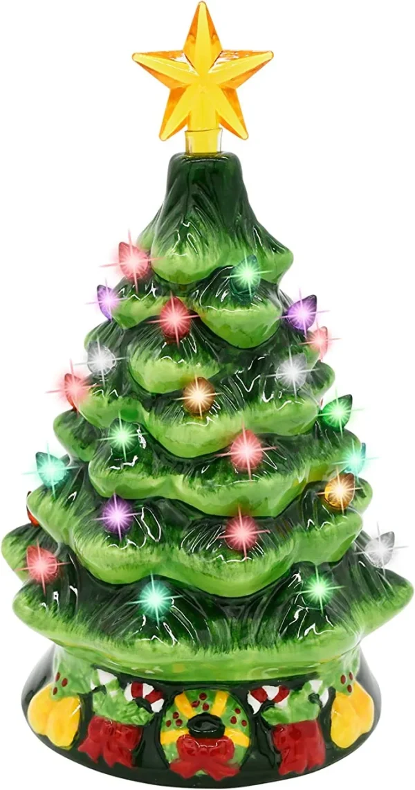 Pre Lit Ceramic Tabletop Christmas Tree 7in 4 Pre Lit Ceramic Tabletop Christmas Tree 7in - Image 2