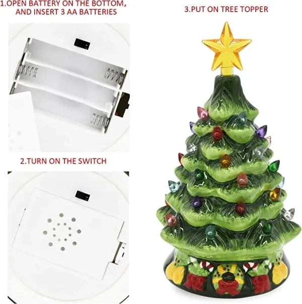 Pre Lit Ceramic Tabletop Christmas Tree 7in 5 Pre Lit Ceramic Tabletop Christmas Tree 7in - Image 3