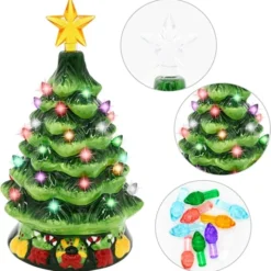 Pre Lit Ceramic Tabletop Christmas Tree 7in 13 Pre Lit Ceramic Tabletop Christmas Tree 7in -Christmas Decorations Store Ceramic Christmas Tree with Candy Cane 7in 7 600x610 1