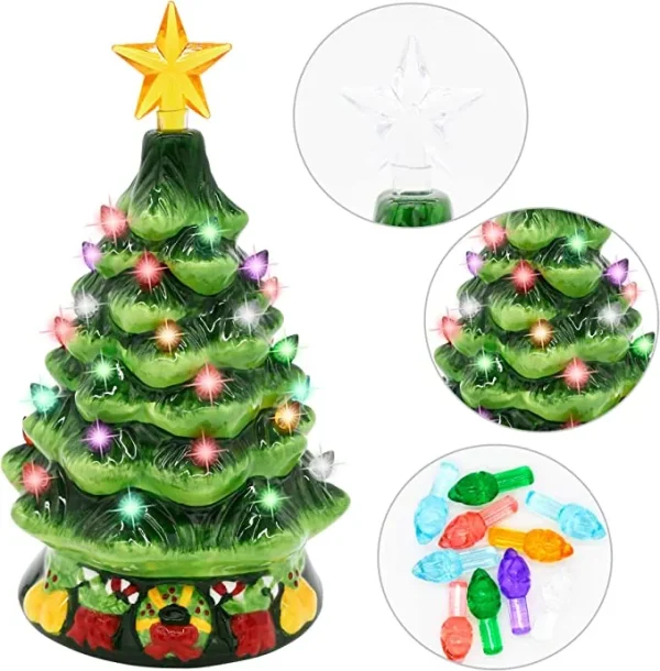 Pre Lit Ceramic Tabletop Christmas Tree 7in 8 Pre Lit Ceramic Tabletop Christmas Tree 7in - Image 6