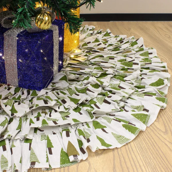 Ruffle Trim Burlap Christmas Tree Skirt 48in 3 Ruffle Trim Burlap Christmas Tree Skirt 48in