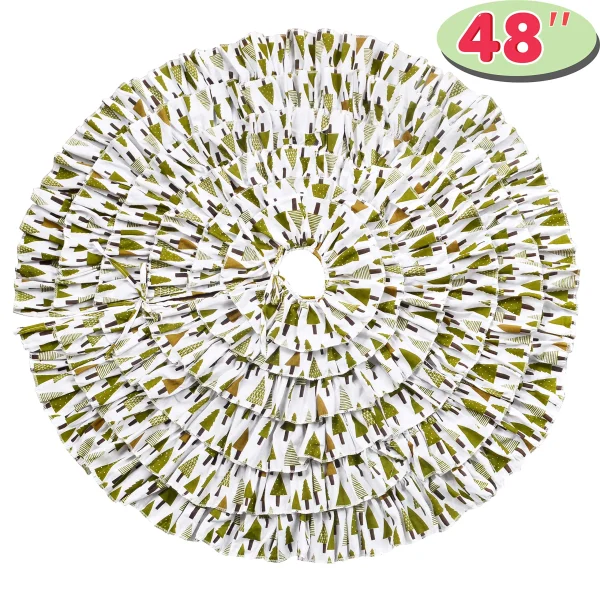 Ruffle Trim Burlap Christmas Tree Skirt 48in 4 Ruffle Trim Burlap Christmas Tree Skirt 48in - Image 2