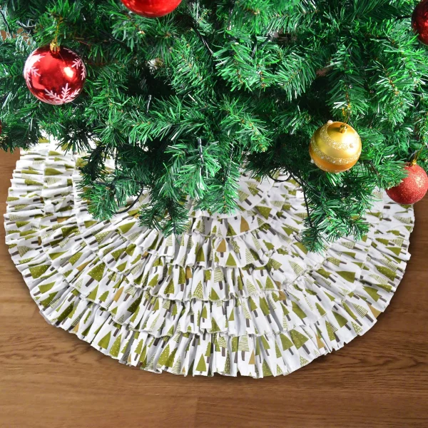 Ruffle Trim Burlap Christmas Tree Skirt 48in 5 Ruffle Trim Burlap Christmas Tree Skirt 48in - Image 3