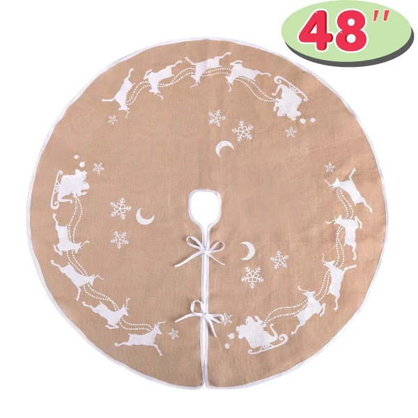 Burlap Beige Christmas Tree Skirt Decoration 48in 4 Burlap Beige Christmas Tree Skirt Decoration 48in - Image 2