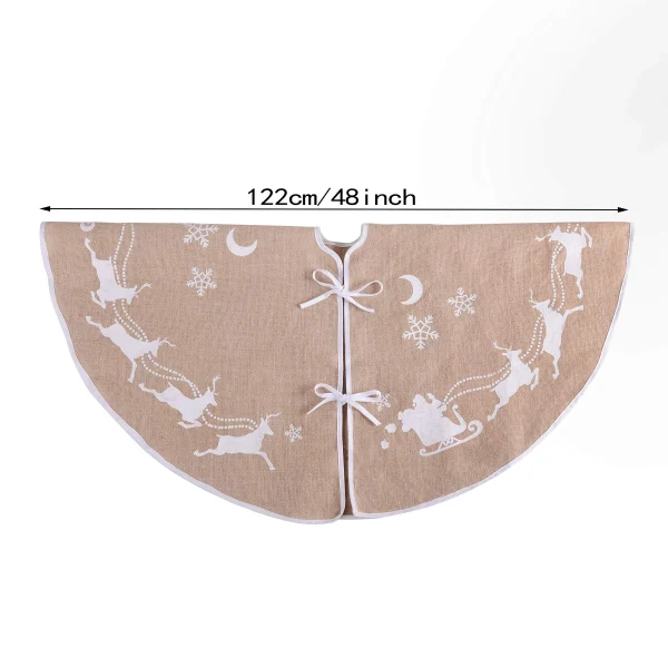 Burlap Beige Christmas Tree Skirt Decoration 48in 6 Burlap Beige Christmas Tree Skirt Decoration 48in - Image 4