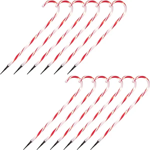 12pcs Thick Red And White Candy Cane Pathway Lights 28in 6 12pcs Thick Red And White Candy Cane Pathway Lights 28in - Image 4