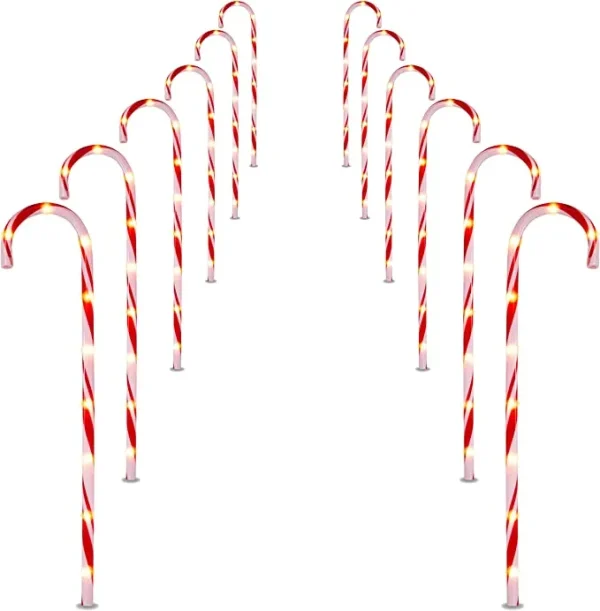 12pcs Thick Red And White Candy Cane Pathway Lights 28in 4 12pcs Thick Red And White Candy Cane Pathway Lights 28in - Image 2
