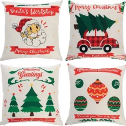 4pcs Rustic Farmhouse Christmas Pillow Covers 18x18in -Christmas Decorations Store Christmas Farmhouse Pillow Cover 4 Pcs 2 result 600x584 1
