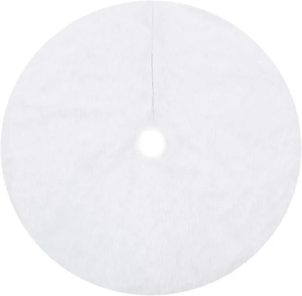 Faux White Fur Christmas Tree Skirt 48in 4 Faux White Fur Christmas Tree Skirt 48in - Image 2