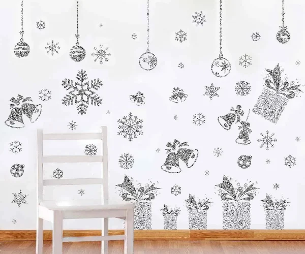 Christmas Glitter Snowflakes Window Wall Stickers 3 Christmas Glitter Snowflakes Window Wall Stickers