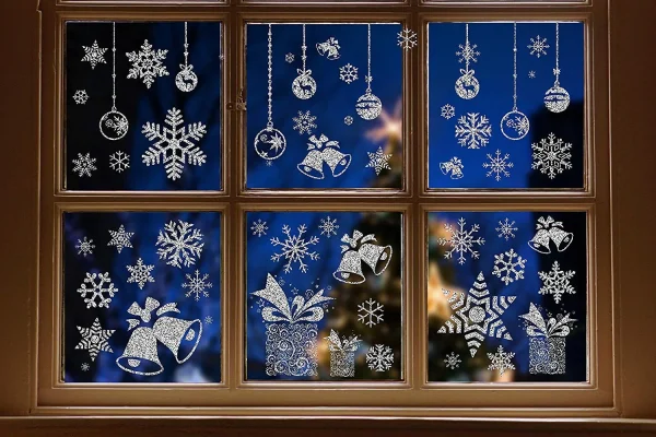 Christmas Glitter Snowflakes Window Wall Stickers 4 Christmas Glitter Snowflakes Window Wall Stickers - Image 2