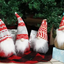 4pcs Red And Grey Plush Swedish Santa