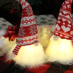 Christmas Red And Grey Light Up Swedish Santa Plush Gnome -Christmas Decorations Store Christmas Light Gnome Swedish Santa Tomte Hanging Ornaments 2 result 600x400 1