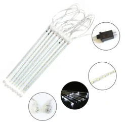 8 Tubes (12in) White Icicle String Meteor Shower Christmas Lights -Christmas Decorations Store Christmas Meteor Shower Icicle String Lights 5 result 600x600 1