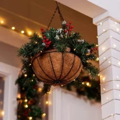 Christmas Pre Lit Hanging Basket 20in -Christmas Decorations Store Christmas Prelit Hanging Basket 20in 1 600x600 1