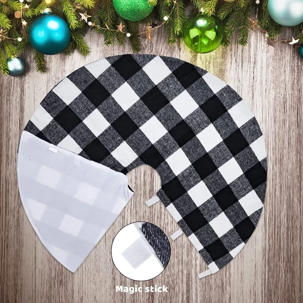 Christmas Tree Skirt Thick Plaid White Baffalo 36in 8 Christmas Tree Skirt Thick Plaid White Baffalo 36in - Image 6