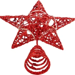 Christmas Glitter Lighted Red Star Tree Toper -Christmas Decorations Store Christmas Tree Toppers Glitter Red Star Tree Topper Lighted with Warm White LED Lights 5 result 600x581 1
